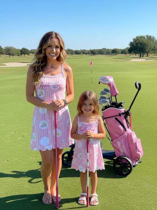 Other - Saddle and Sage Pink Striped Matching Golf Dress - Women's & Girl's